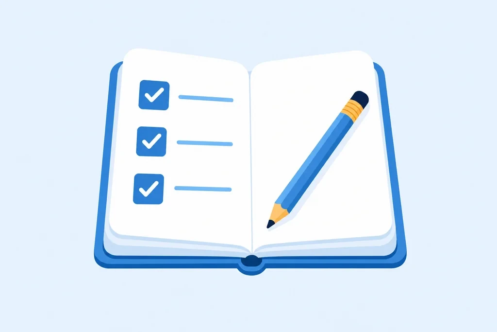 A notebook with a checklist and a pencil